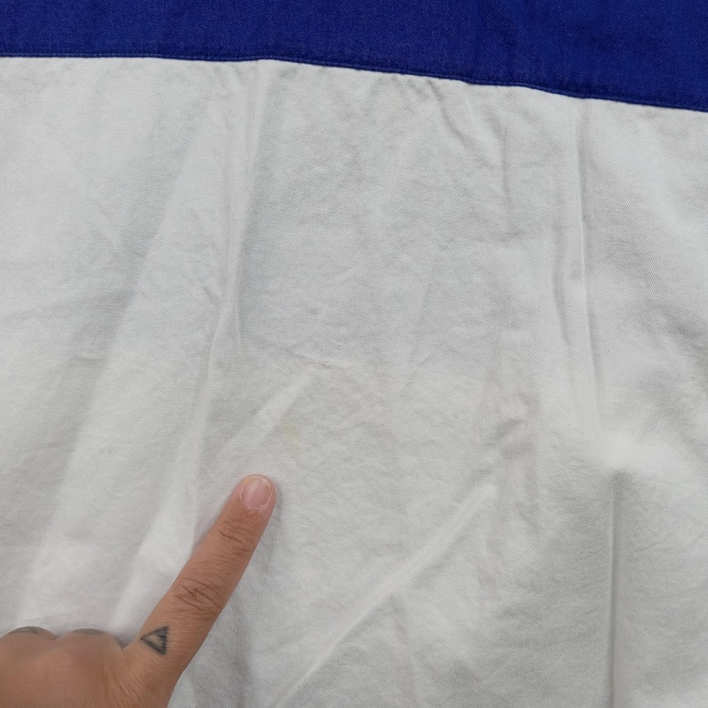 Vintage Nautica Shirt Mens XL Blue White Colorblock Rugby Pullover Sail Logo 90s - Picture 3 of 8